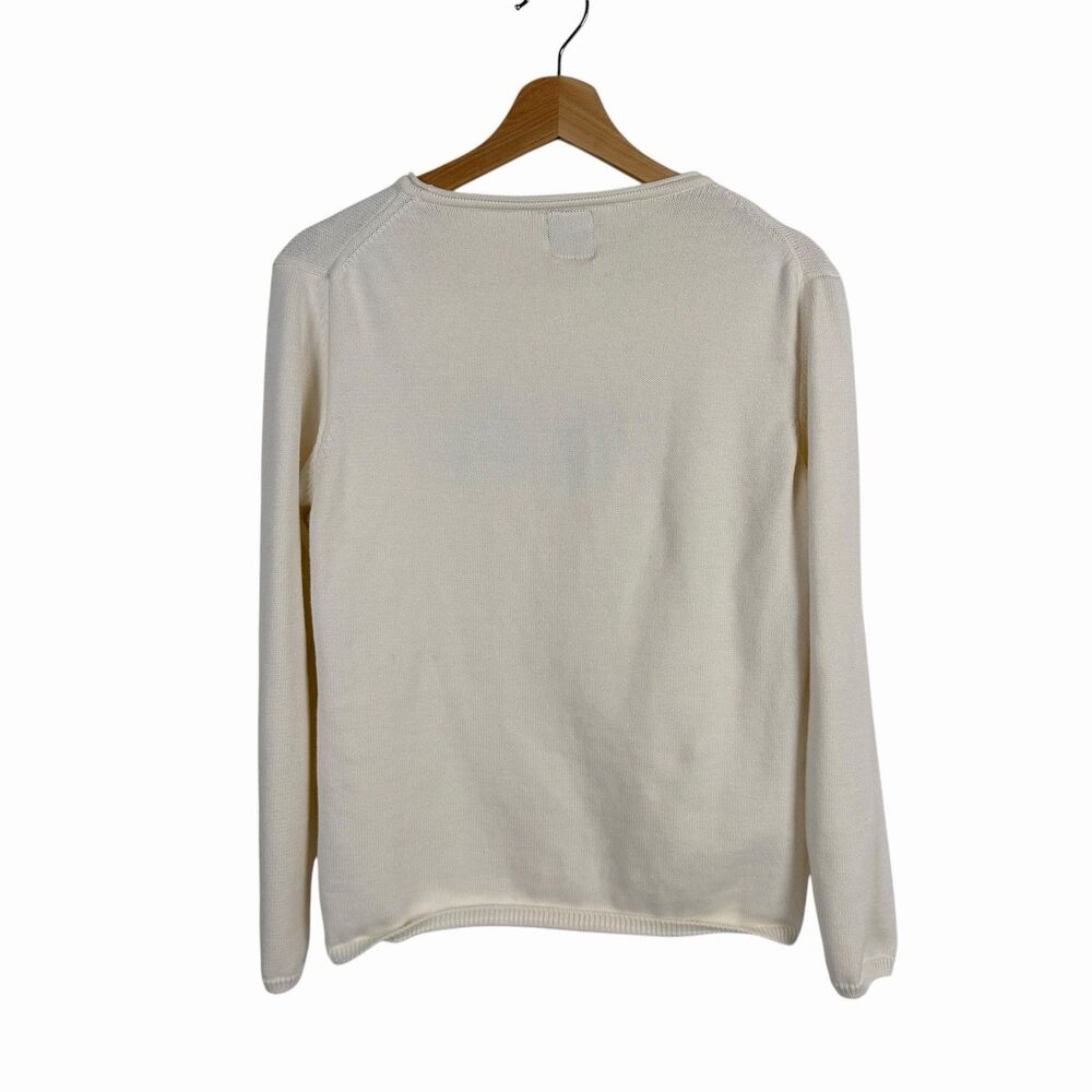 Charlie's T-Shirts Vail Women's Sweater M Cream Cotton Knit Crew Neck Après-Ski - Picture 4 of 12